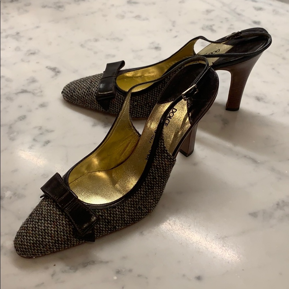 Dolce & Gabbana Tweed and Leather sling backs!